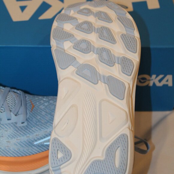 NIB HOKA WOMEN'S CLIFTON 9 AIRY BLUE/ICE WATER BLUE PINK ORANGE RUNNING SNEAKERS - Picture 7 of 7